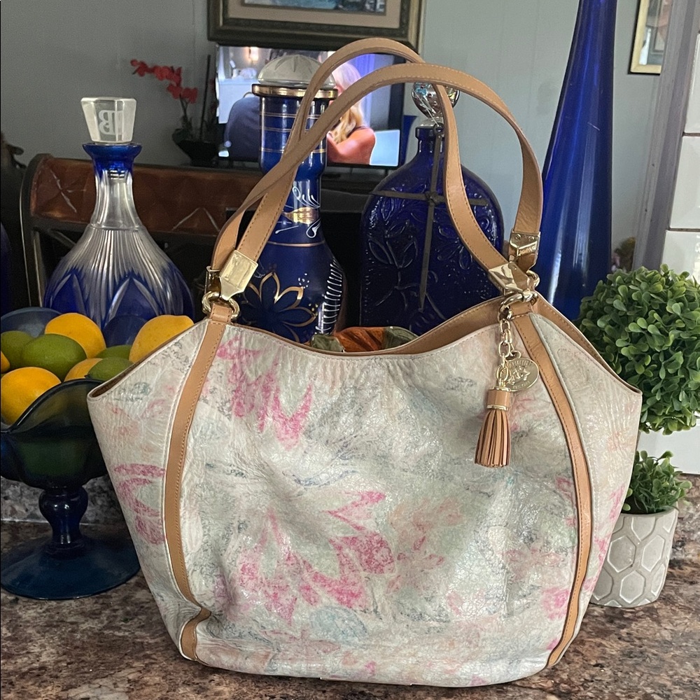 Brahmin Taliyah Marianna Leather Floral Tote/Shoulder Bag